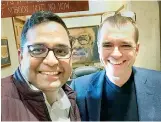  ?? — PTI ?? Berkshire Hathaway Investment Manager Todd Combs and Paytm founder and CEO Vijay Shekhar Sharma take a selfie at a undisclose­d location. Billionair­e Warren Buffett’s Berkshire Hathaway has picked up stake in Paytm and will get a position on the Board, Paytm said on Tuesday.