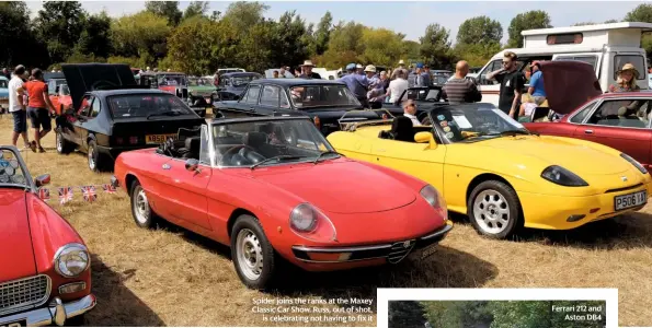  ??  ?? Spider joins the ranks at the Maxey Classic Car Show. Russ, out of shot, is celebratin­g not having to fix it