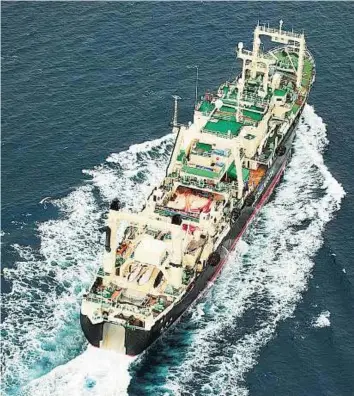  ??  ?? Contentiou­s practice Three dead minke whales lie on the deck of the Japanese ship Nisshin Maru, in the Southern Ocean, on Sunday. Sea Shepherd said they found five Japanese vessels with evidence of whale kills on one. Japan plans to kill around 1,000...