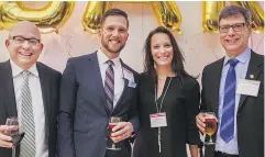  ?? ALYSSA K. FAORO ?? From left, Terry Cooke, president and CEO, Hamilton Community Foundation; Keanin Loomis, president and CEO, Hamilton Chamber of Commerce; Trish Loomis, director, office of the president, Mohawk College; and Jim Commerford, president & CEO, YMCA
of...