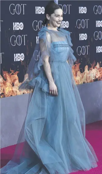  ?? Picture: AP ?? Emilia Clarke at HBO’s Game of Thrones final season premiere in New York.