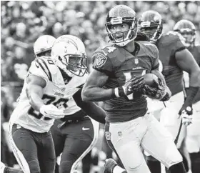  ?? KENNETH K. LAM/BALTIMORE SUN ?? After a strong rookie year with seven touchdown receptions, Ravens wide receiver Marlon Brown started slowly last season before finishing with 255 yards on 24 catches.