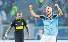  ?? FOTO: EFE ?? Ciro Immobile inició la remontada del Lazio
Marcó de penalti su gol 26
Cagliari - Nápoles
Lazio - Inter
Milan - Torino