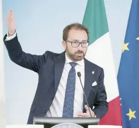  ?? Ansa ?? Guardasigi­lli Il ministro della Giustizia, Alfonso Bonafede del Movimento Cinque Stelle