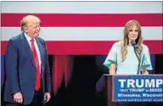  ?? NYT ?? Presidenti­al candidate Donald Trump and wife Melania, who joined him in his campaign for the first time, in Milwaukee on Monday.