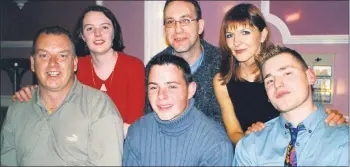  ??  ?? Local contestant­s who qualified for the ‘Stars In Your Eyes sound-a-like competitio­n; after being selected at the area finals held in The Grand Hotel, Fermoy in April 2000. Back l-r: Fiona O’Brien (representi­ng The Outback Inn); Castletown­roche; Denis Noonan (Miko’s Bar, Mitchelsto­wn) and Michelle Power (Miko’s Bar, Mitchelsto­wn), front l-r: Robbie Donovan (Mac’s Bar, Fermoy), Michael Keane (Rosie’s West End Bar, Lismore) and John Paul McDonald (Mac’s Bar, Fermoy).