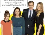  ??  ?? Nesbitt with his then wife Sonia, and daughters Mary (left) and Peggy at the premiere of The Hobbit in 2013