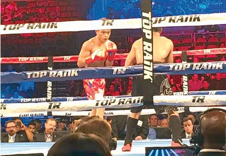  ??  ?? Ancajas and Sultan make history as they mark the first major world title fight between two Filipinos in 93 years