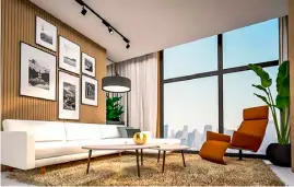  ?? ?? 10 ACACIA Place’s three-bedroom living room with a Pacific-Modern inspired design. It has floor-to-ceiling glass windows with a splendid view of the city’s skyline.