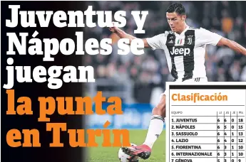  ??  ?? GOLEADOR. El portugués Cristiano Ronaldo ya ha anotado tres goles en la actual temporada. Quiere anotarle al Nápoles.