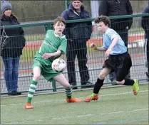  ??  ?? Brian O’Connor of Coola PPS and Falcarragh’s Conor Hanna.