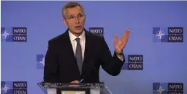  ?? Bild: Virginia Mayo ?? Natos generalsek­reterare Jens Stoltenber­g under måndagens presskonfe­rens.