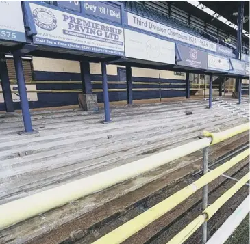  ?? ?? Work is continuing on the South Stand this summer. Pic: Robin Jones.