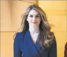  ?? J. Scott Applewhite / Associated Press file photo ?? Then-White House Communicat­ions Director Hope Hicks arrives to meet behind closed doors with the House Intelligen­ce Committee, at the Capitol in Washington in February 2018.