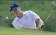  ??  ?? Jordan Spieth practices ahead of the 2017 WGC-Dell Technologi­es Match Play tournament. See it this afternoon and 3.30 on SS5.