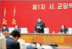  ?? KCNA/KNS/AFP ?? North Korean leader Kim Jong-un (centre) speakS at the first short course for chief secretarie­s of the city and county party committees at the Workers’ Party of Korea (WPK) in Pyongyang.