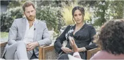  ??  ?? Ker-Ching.
The Duke and Duchess of Sussex during their interview with Oprah Winfrey which was broadcast in the US on March 7.