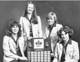  ?? CONTRIBUTE­D ?? It was 1980 that skip Kay Smith, left, Krista Gatchell, Cathy Caudle and Peggy Wilson won the Canadian junior ladies curling championsh­ip.