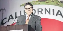  ?? Reed Saxon Associated Press ?? FORMER TEXAS Gov. Rick Perry, above giving the keynote speech at the California Republican Party convention in 2013, also tried to poach California jobs.
