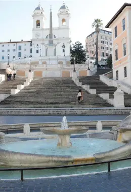  ??  ?? General view of the Rome’s Spanish Steps, virtually deserted after a decree orders for the whole of Italy to be on lockdown.