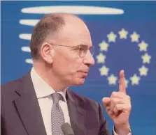  ?? OLIVIER HOSLET / EPA ?? A Bruxelles.
Enrico Letta, autore di un rapporto sulla competitiv­ità del mercato unico europeo