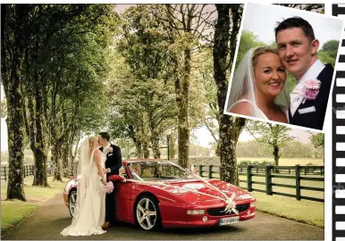  ??  ?? Ferraris, Daihatsu Charmonts and Suzuki motorbikes were all called into action for the recent high-octane nuptials of Milltown-based couple Darren Deasy and Tracey Lynch whose big day is now a big hit on YouTube.