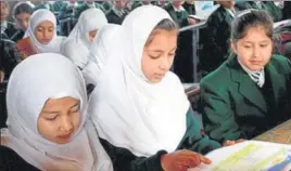  ?? PTI ?? Schoolchil­dren attending a class in Srinagar.