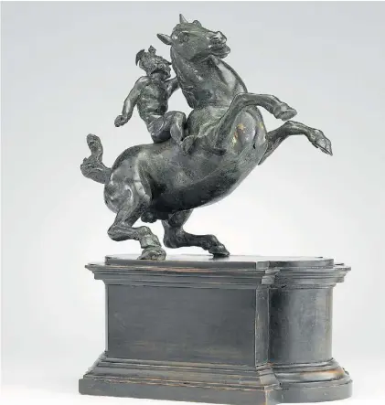  ??  ?? Guerrero a caballo. La escultura de Leonardo que se verá. Pertenece al museo de Bellas Artes de Budapest.