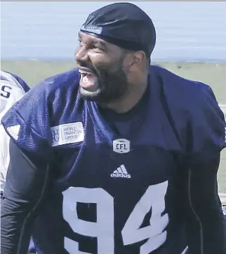  ?? MICHAEL PEAKE/FILES ?? “I’m expected to shut my mouth, know my role, and be grateful for whatever scraps they throw me,” says Victor Butler, who’s upset because the Argos won’t let him pursue NFL job opportunit­ies.