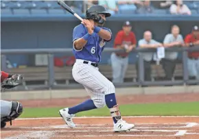  ?? MIKE KREBS / BILOXI SHUCKERS ?? Trent Grisham was the Brewers' first-round pick in 2015 out of Richland (Texas) High School. He will be in the starting lineup Thursday.