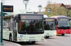  ?? Foto: dpa/Patrick Pleul ?? Warten auf Anschluss: Busse am Bahnhof in Frankfurt (Oder)