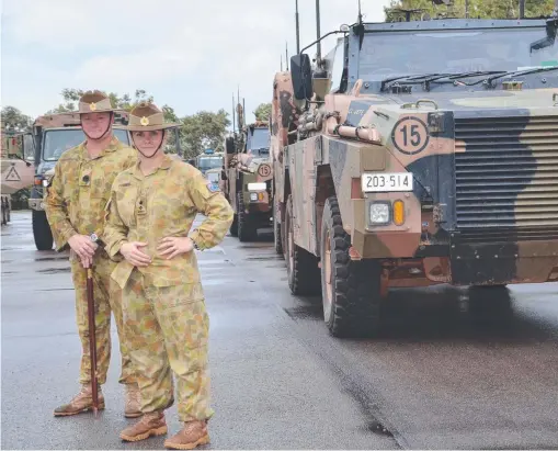  ?? Regimental Sergeant Major Glen Donaldson and commanding officer of the 3rd combat engineer regiment Lieutenant Colonel Jen Harris. ??