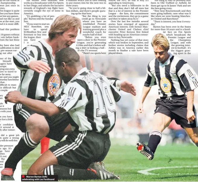  ??  ?? Warren Barton (left) celebratin­g with Les Ferdinand