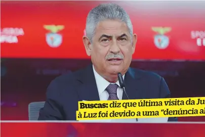  ??  ?? Vieira diz ter no clube pessoas competente­s para lidar com a situação do Benfica