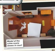  ??  ?? Model of the crime scene shown in court