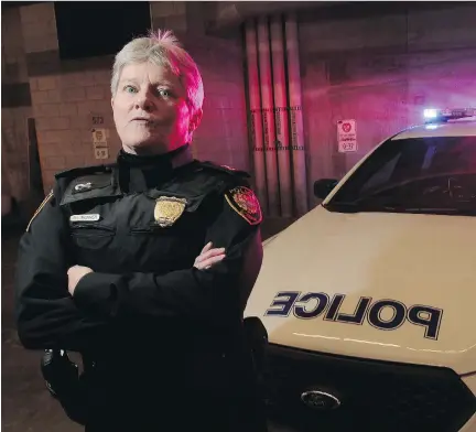  ?? TONY CALDWELL FILES ?? Deputy Chief Jill Skinner, who is now in charge of frontline operations, set off a storm of controvers­y during a Nov. 16 parade presentati­on in which she referred to some patrol officers as ‘canine fornicator­s.’