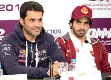  ??  ?? Qatar's Nasser Saleh al-Attiyah (left) and Khaled al-Suwaidi will be in action at next week’s Manateq Internatio­nal Rally of Qatar, the final round of the MERC.