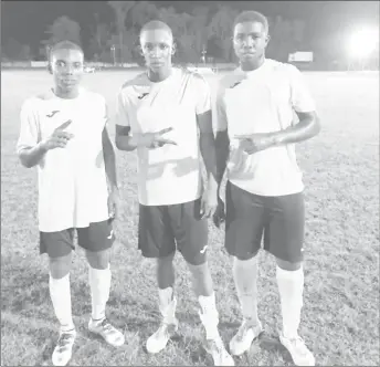  ??  ?? Botafogo Goalscorer­s from left to right- Jeshawn Moore, Jamal Haynes and Amar Jones