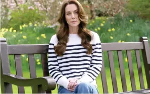  ?? ?? Video message: Kate reveals her cancer diagnosis to the nation