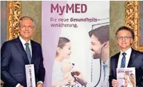  ?? GRAWE/SOPHIE ZECHNER ?? Klaus Scheitegel und Gernot Reiter stellen die neue Krankenund Gesundheit­sschiene „Grawe MyMed“vor
