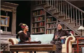  ??  ?? Tinashe Kajese-Bolden and Terry Burrell star in the Alliance Theatre’s 2017-18 production of Pearl Cleage’s “Pointing at the Moon.”