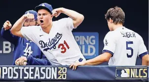  ??  ?? Joc Pederson así festeja