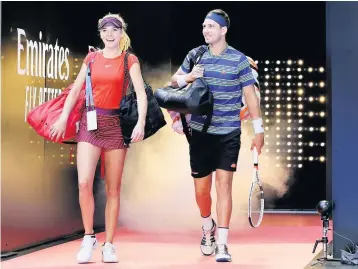  ??  ?? Katie Boulter and Cameron Norrie of Great Britain walk onto court for the mixed doubles match against Serena Williams and Frances Tiafoe of the United States during day six of the 2019 Hopman Cup at Perth Arena on January 03, 2019 in Perth, Australia. (Photo by Will Russell/Getty Images)