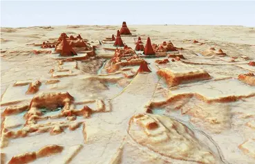  ?? Picture: PACUNAM via AP ?? NOW WE KNOW: This digital 3-D image provided by Guatemala’s Mayan Heritage and Nature Foundation, Pacunam, shows a depiction of the archaeolog­ical site at Tikal created using aerial mapping technology.