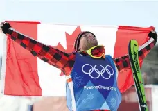  ?? MARTIN BUREAU/AFP/GETTY IMAGES ?? Calgary’s Brady Leman outlasted the field and avoided a crash to capture his first gold in men’s ski cross.