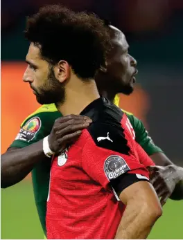  ?? Picture: Backpagepi­x ?? Sadio Mane of Senegal and Egypt captain Mohamed Salah during the 2021 Africa Cup of Nations Finals.