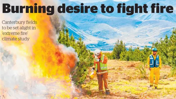  ?? Picture / Supplied ?? Fire scientist Grant Pearce, right, watches an experiment­al burn.