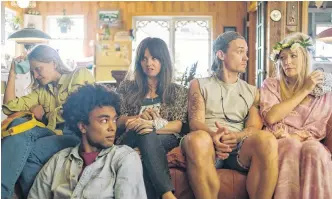  ??  ?? The siblings of the Finley-cullen family struggle to run their aging South Shore resort in the Nova Scotia shot comedy series Moonshine. Pictured from left to right: Anastasia Phillips, Alexander Nunez, Emma Hunter, Tom Stevens and Jennifer Finnigan.