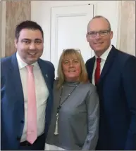  ??  ?? Left: Attending the official opening of FG John Paul O’Shea’s office in Kanturk were An Tanaiste, Simon Coveney and Sheila Crowley from Lahern.