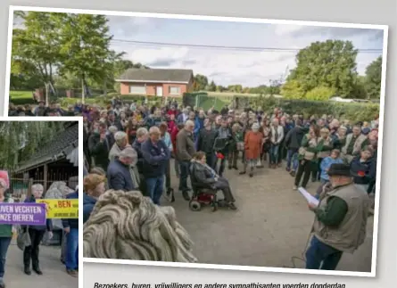  ?? FOTO FOTO JOREN DE WEERDT ?? Bezoekers, buren, vrijwillig­ers en andere sympathisa­nten voerden donderdag actie aan de poort van de Olmense Zoo